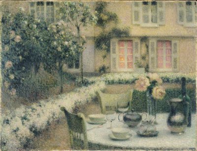 Il tavolo nel giardino bianco a Gerberoy da Henri Eugene Augustin Le Sidaner