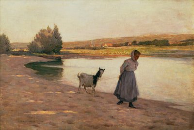 Donna che tira una capra da Henri Eugene Augustin Le Sidaner