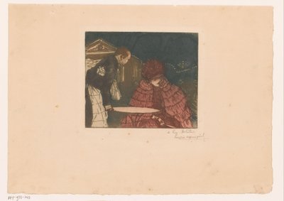 Donna su una terrazza con cameriere da Henri Evenepoel (signed by artist)