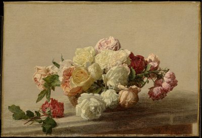 Ciotola di rose su un tavolo di marmo da Henri Fantin-Latour