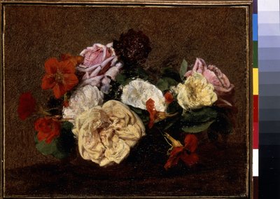 Rose e nasturzi in un vaso da Ignace Henri Jean Fantin Latour