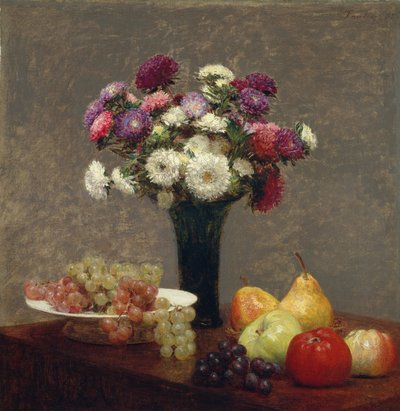 Astri e frutta su un tavolo da Ignace Henri Jean Fantin Latour