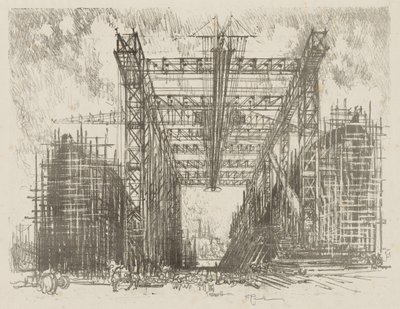 Lavoro di guerra inglese: Il portale (un cantiere navale mercantile) da Ignace Henri Jean Fantin Latour