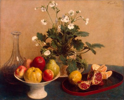 Fiori, Piatto con Frutta e Caraffa da Ignace Henri Jean Fantin Latour