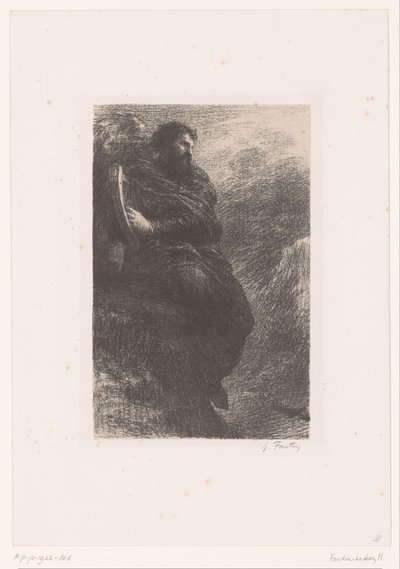 Harold suona la sua arpa nelle montagne da Ignace Henri Jean Fantin Latour