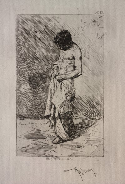 Uomo che cerca le pulci da Ignace Henri Jean Fantin Latour
