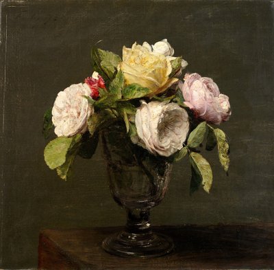 Rose in un bicchiere a stelo, 1873 da Ignace Henri Jean Fantin Latour