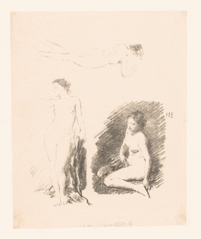 Foglio di studio con tre donne nude da Ignace Henri Jean Fantin Latour
