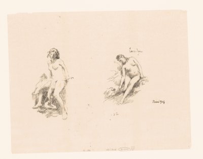Foglio di studio con due donne nude da Ignace Henri Jean Fantin Latour