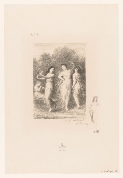 Quattro giovani donne che danzano e fanno musica da Ignace Henri Jean Fantin Latour