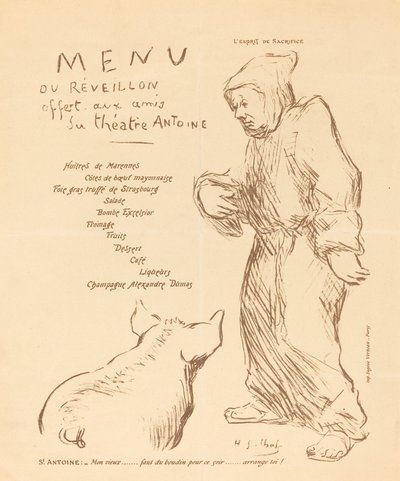 Menu della vigilia offerto agli amici del Teatro Antoine da Henri Gabriel Ibels