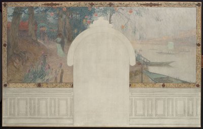 Bozzetto per il Municipio di Asnières: Primavera. La Senna ad Asnières, circa 1900 da Henri Gaston Darien