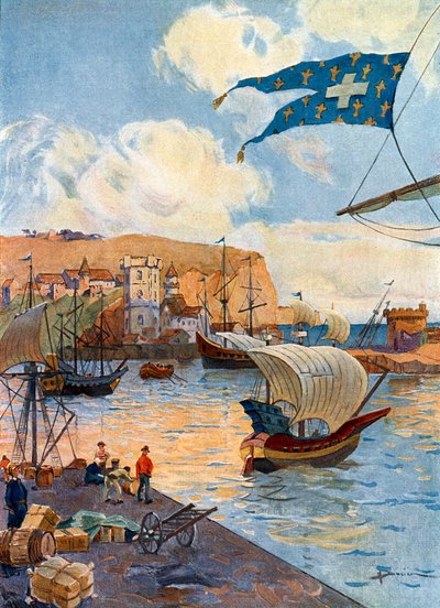 Veduta della città di Dieppe in Normandia al tempo dell