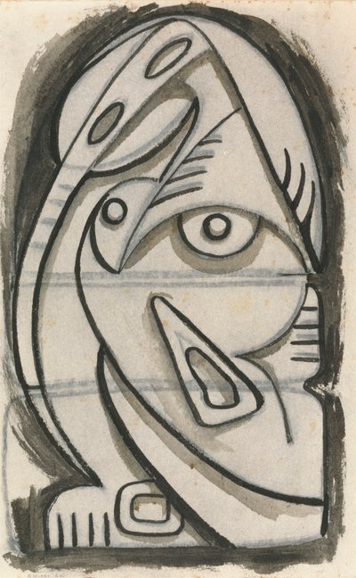 Disegno in rilievo di una figura femminile seduta da Henri Gaudier Brzeska
