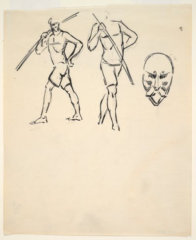 Foglio di schizzi [Due figure e testa stilizzata] da Henri Gaudier Brzeska