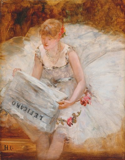 Ballerina che legge Le Figaro, c.1885 da Henri Gervex