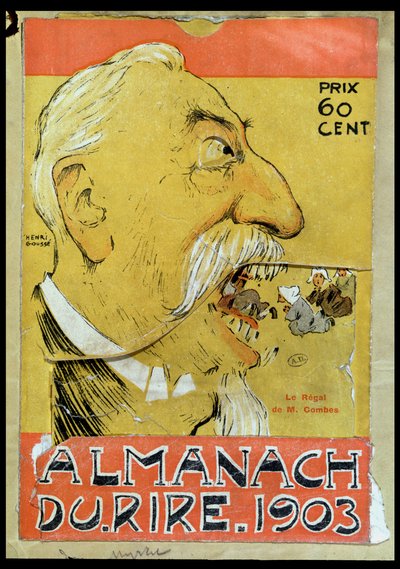 Caricatura di Justin-Louis-Emile Combes (1835-1921) che mangia i chierici, copertina di 