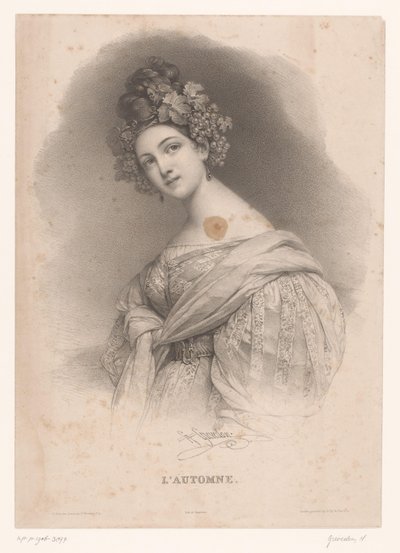 Donna con ornamento autunnale da Henri Grevedon