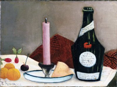""Natura morta con candela rosa"" Dipinto di Henri Rousseau detto il Doganiere (1844-1910) 1909 The Phillips Collection, Washington, D.C. da Henri J.F. Rousseau