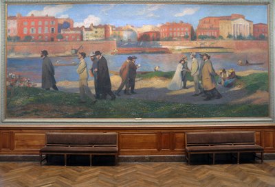 Le rive della Garonna, i sognatori, Tolosa, 1906 circa (affresco) da Henri Jean Guillaume Martin