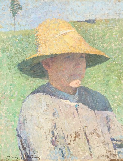 Ritratto di un ragazzo con cappello di paglia 1890 da Henri Jean Guillaume Martin