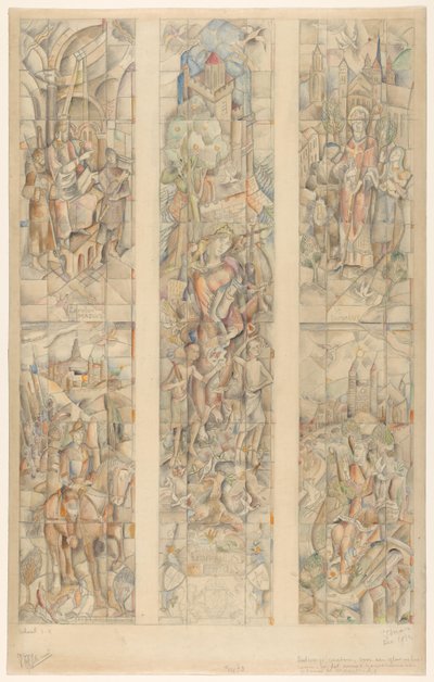 Progetto per una vetrata nel nuovo edificio del governo a Maastricht da Henri Jonas (signed by artist)