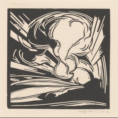Nuvole e raggi di sole sopra un paesaggio da Henri Jonas (signed by artist)