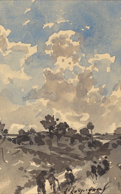 Paesaggio con figure che camminano lungo un sentiero da Henri Joseph Harpignies
