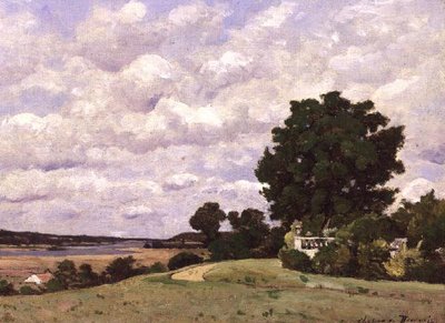 Paesaggio con fiume dal giardino del Chateau de Beauvoir da Henri Joseph Harpignies