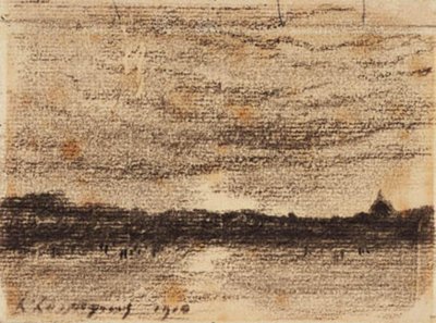 Paesaggio al tramonto con vista sull