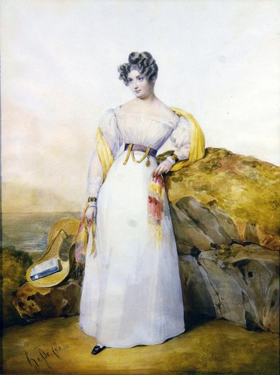 Ritratto di una signora in un paesaggio da Henri Joseph Hesse
