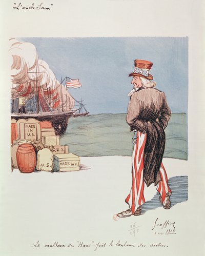 Caricatura di Zio Sam al tempo della Prima Guerra Mondiale, 1915 da Henri Jules Jean Geoffroy