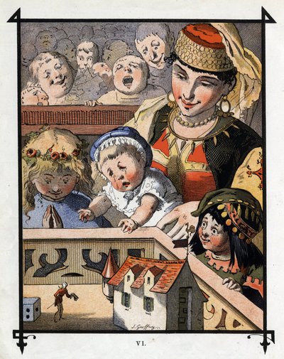 Lemuel Gulliver nel paese dei giganti di Brobdingnag è una curiosità per i bambini. Illustrazione per 