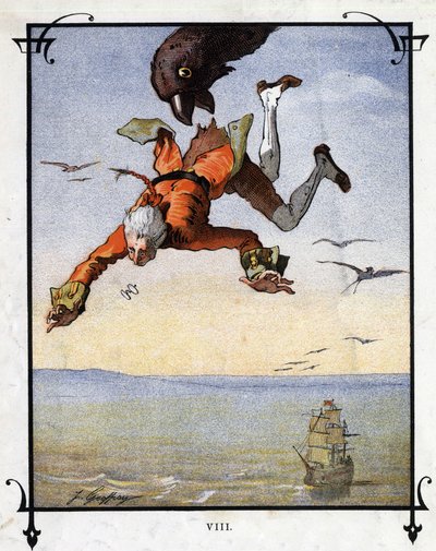 Lemuel Gulliver viene portato via da un
