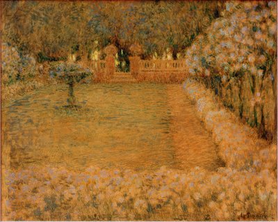 Il giardino bianco al crepuscolo di Gerberoy da Henri Le Sidaner