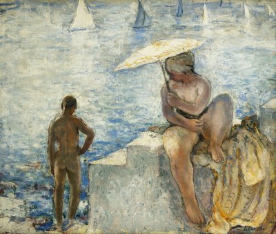 Una Giovane Nuotatrice con un Parasol, c. 1925-1930 da Henri Lebasque