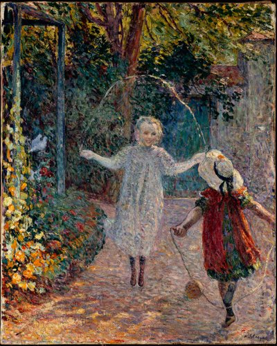 Bambini che saltano la corda in giardino da Henri Lebasque