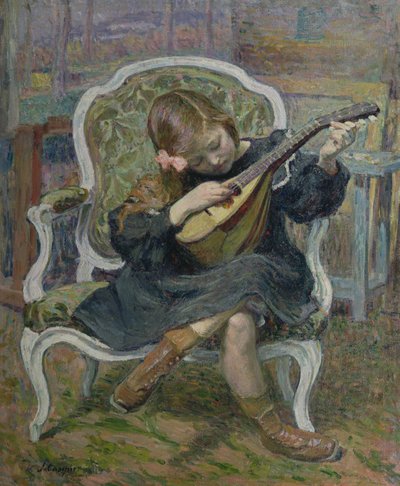 Ragazza che suona un mandolino da Henri Lebasque