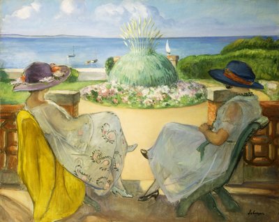 Due giovani donne su una terrazza di fronte al mare da Henri Lebasque