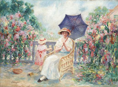 Giovane ragazza e bambino su una terrazza da Henri Lebasque