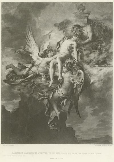Sarpedonte portato a Giove dalla pianura di Troia dal Sonno e dalla Morte da Henri Leopold Levy