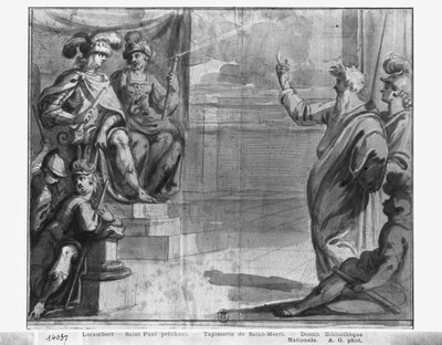 Vita di Cristo, San Paolo che predica, studio preparatorio del cartone per arazzo per la chiesa di Saint-Merri a Parigi, c.1585-90 da Henri Lerambert