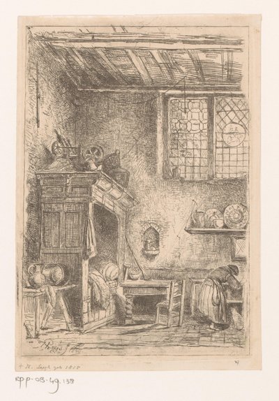 Interno fiammingo con letto a soppalco da Henri Leys (baron)