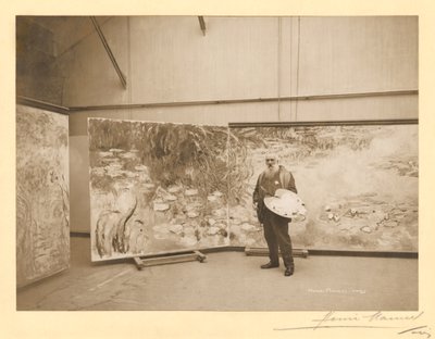 Claude Monet (1840-1926) davanti ai suoi dipinti 