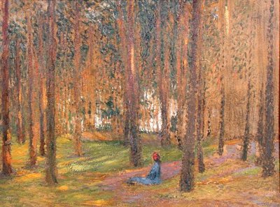 Un camminatore seduto nel bosco, c.1890 da Henri Martin