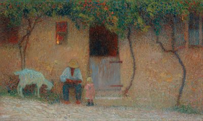 Contadino fuori dalla sua casa a Labastide-du-Vert; Paysan Devant sa Maison a Labastide-du-Vert, c.1910 da Henri Martin