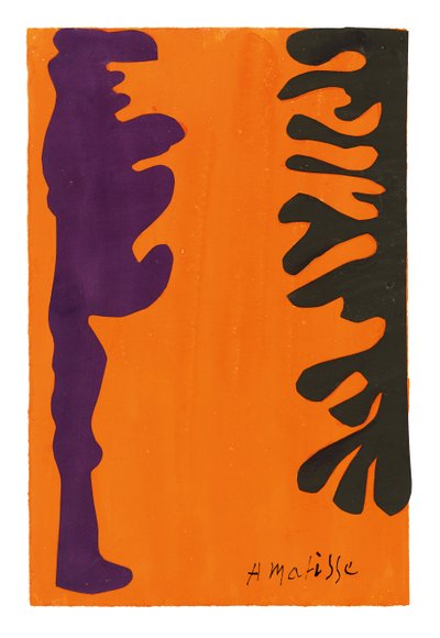 Arabeschi neri e viola su sfondo arancione da Henri Matisse