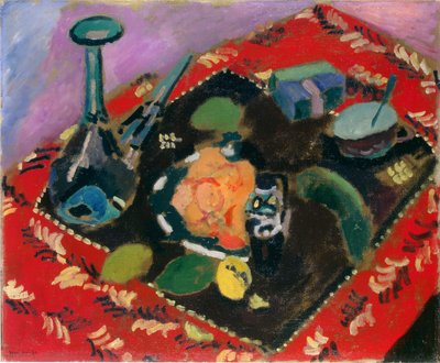 Piatti e frutta su un tappeto rosso e nero (Le Tapis Rouge) da Henri Matisse
