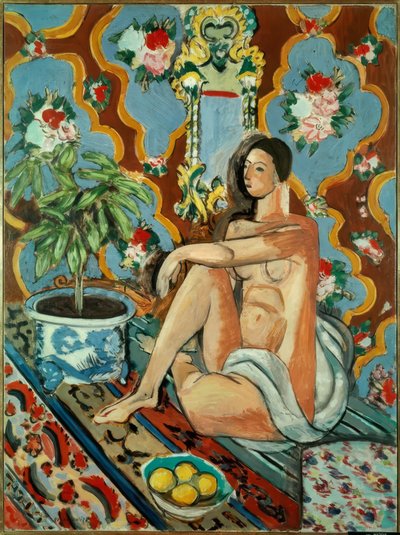 Figura decorativa su fondo ornamentale da Henri Matisse