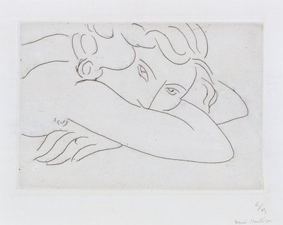 Testa e braccia di nudo reclinato (acquaforte) da Henri Matisse